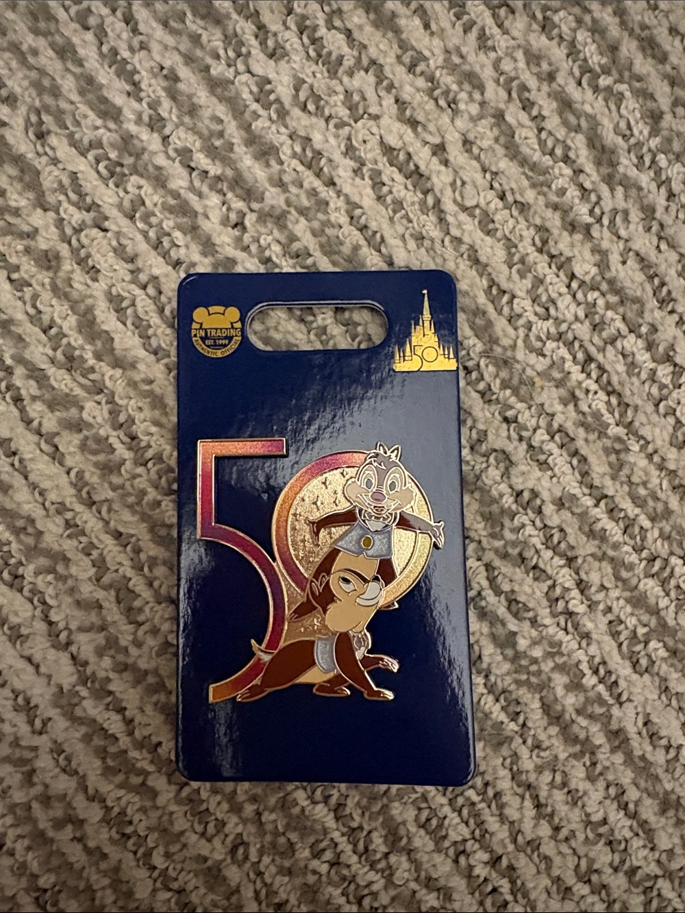Disney Chip and Dale 50th Anniversary Pin - Navy, Gold, Red